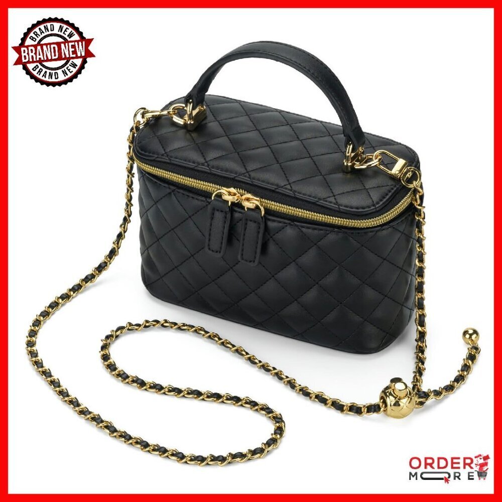 Mini Quilted Crossbody Bag with Adjustable Chain Strap, Spacious Interior